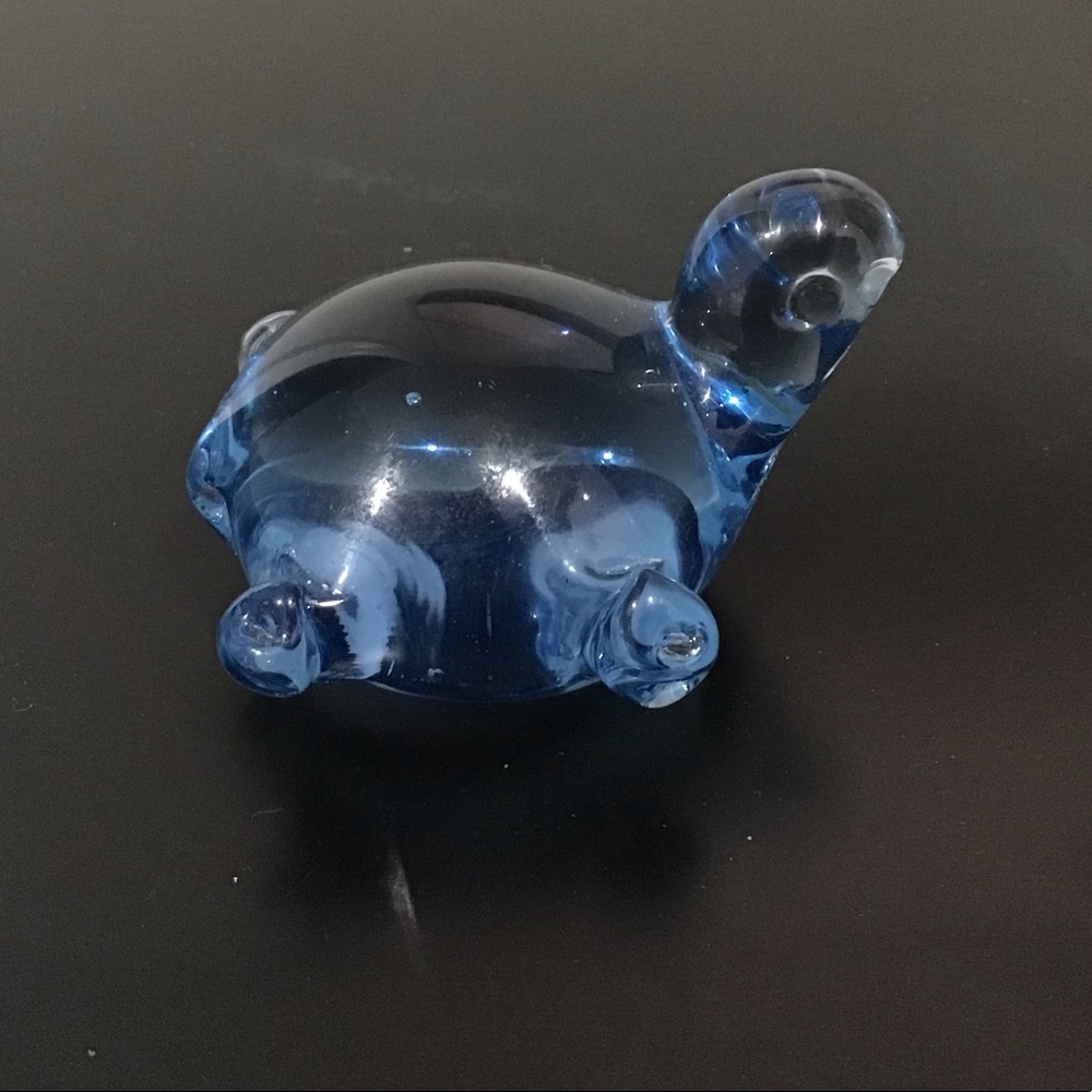 Cobalt blue glass turtle